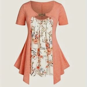 Chic Coral Floral Women's Tunic